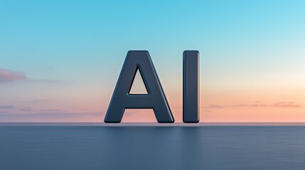 A visually striking depiction of the letters AI against a serene sunset background, perfect for illustrating concepts in technology, innovation, or artificial intelligence in various projects,