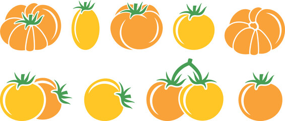 Yellow tomato logo. Isolated tomato on white background
