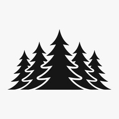 Hand drawing a tree pine silhouette vector