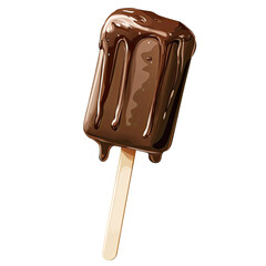 Melted chocolate ice lolly on a stick