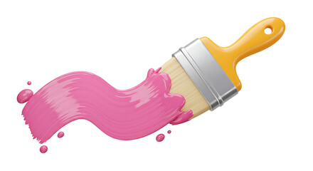 Paintbrush with Pink Paint Swatch