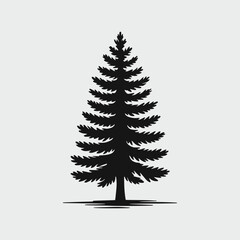 Fototapeta premium Hand drawing a tree pine silhouette vector