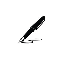 Silhouette of fountain pen on white background