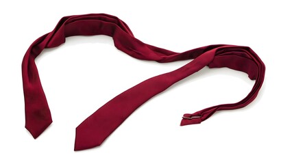 Burgundy Silk Necktie Isolated on White Background