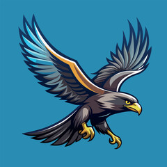 Obraz premium Eagle flying vector flat color mascot design style illustration,