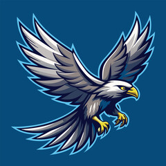 Fototapeta premium Eagle flying vector flat color mascot design style illustration,