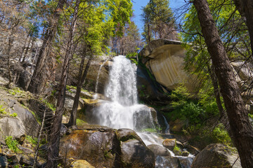 Nobe Young Falls in Sequoia National Forest. Viewed from below. Johnsondale, California