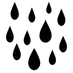 Minimalist silhouette of water drop falling vector art on transparent background