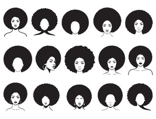 AFRO WOMAN HEAD SILHOUETTE