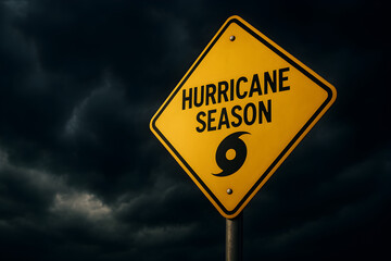 Hurricane Alert Sign Warns of Impending Storm Season