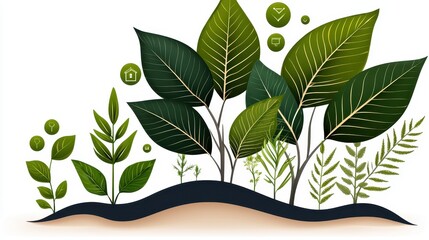 Lush Green Foliage Emerging from Dark Soil