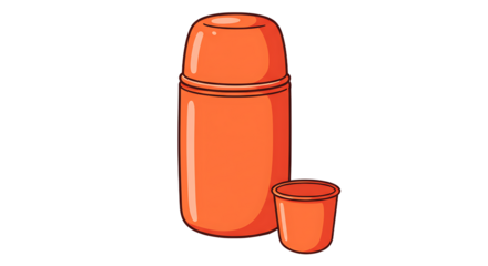 Orange thermos with cup