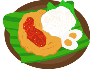 Ayam Geprek, Indonesian Traditional Snacks Vector – Flat Food Illustration