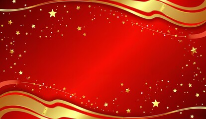 Red and Gold Abstract Background with Stars