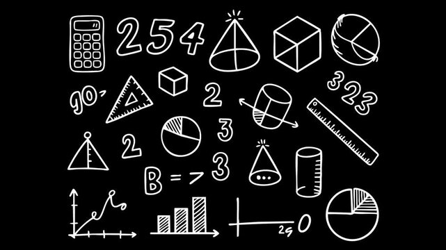 Hand Drawn Math and Geometry Shapes Icons Set