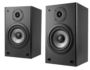 Fototapeta premium Dark gray audio speakers, ready to play