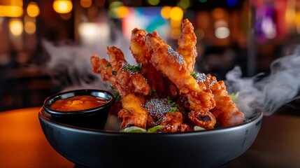 Crispy Fried Calamari with Spicy Dipping Sauce