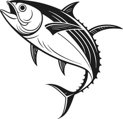 Tuna Fish Silhouette Design for Printing and Digital Use. High Quality Tuna Fish Silhouette in Black and White. Minimalist Tuna Fish Silhouette for Logo and Art