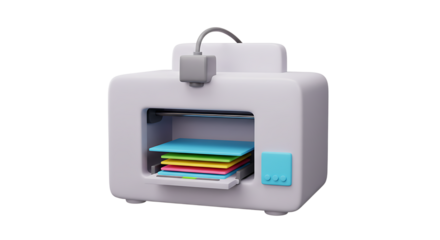 3D printer printing colorful sheets of paper