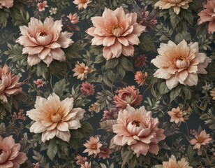 Intricate artificial floral wallpaper; rich textures, faded hues ,  design element,  rose,  purple