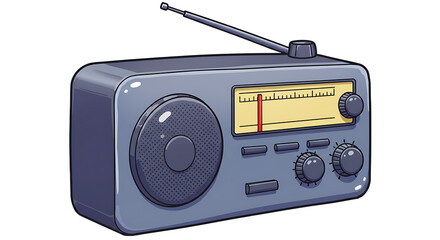 Radio receiver illustration with antenna and speaker