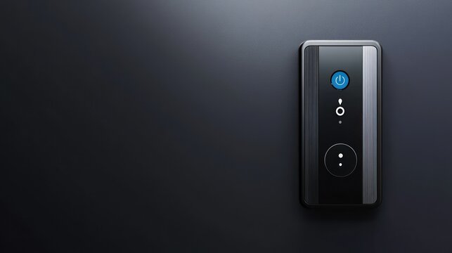 A sleek, modern remote control with a power button and minimalist design.