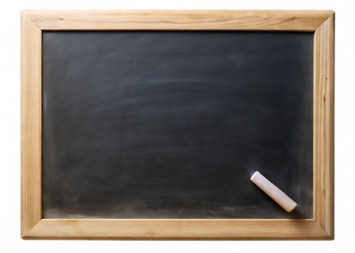  blank blackboard with chalk isolated on white background, PNG