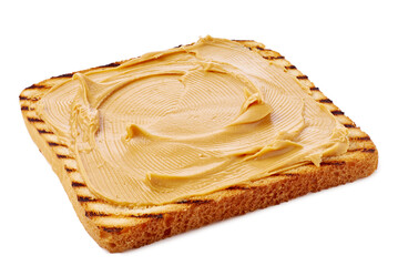 Enjoy a Creamy Peanut Butter Spread on a Deliciously Toasted Slice of Fresh Bread