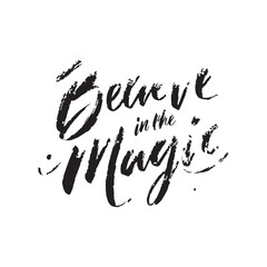 Stylish calligraphy text logo Believe in Magic
