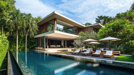 Fototapeta premium Luxurious Tropical Villa with Infinity Pool.