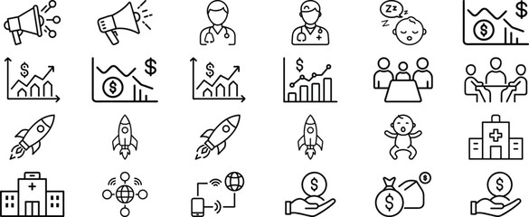 Vector set of Business ,design elements, a plant icon illustration