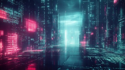 Fototapeta premium Cyberpunk Cityscape at Night.