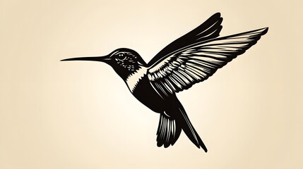 Obraz premium Hummingbird Bird Flight Ink Drawing Graphic Vector Illustration
