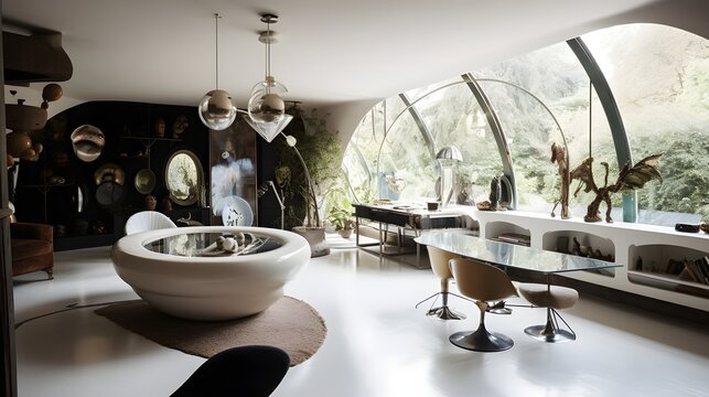 57. Futuristic home filled with vintage artifacts from other centuries
