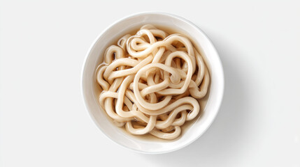 Delicious Udon noodles served in white bowl, showcasing their unique shape and texture, perfect for comforting meal