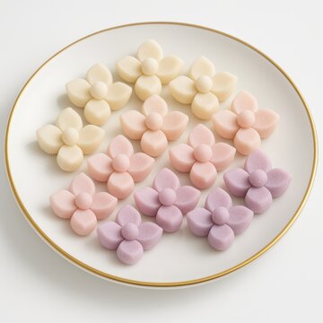 Lamduan Flower Cookies on White Plate