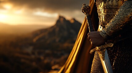 Golden Knight at Sunset: A Majestic Silhouette