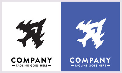 Airplane Logo vector illustration with elegant white and blue background for business and other needs