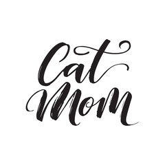 Stylish calligraphy text logo Cat Mom