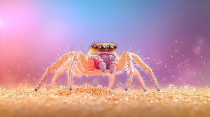 Fototapeta premium Close-Up Macro Shot of Intricate and Hairy Jumping Spider