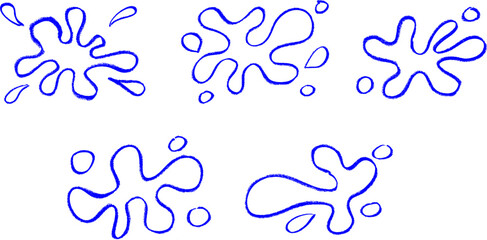 Splash Blot Milk Crayon Chalk Drawing Vector Set