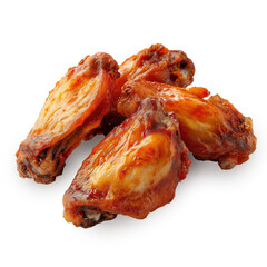 Barbeque sauced chicken wings isolated on white background. Buffalo wings isolated.