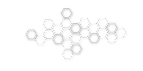 Modern and seamless pattern in design with hexagonal molecular structures in technology background.Abstract background with hexagons and geometric pattern in honeycombs design in illustration.	