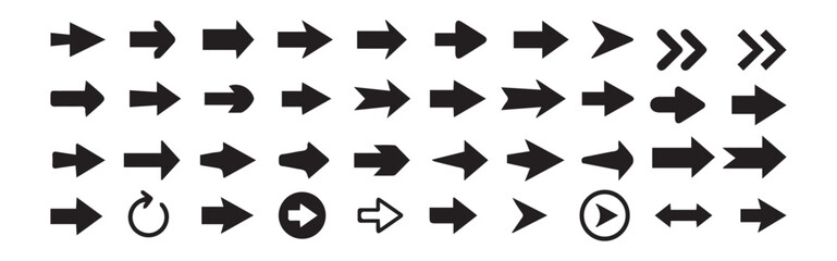 Set of Black arrows, arrows different. Arrow icon. Circle arrows, rotate arrow, spinning loading symbol. Circular rotation loading elements, redo process, Victor illustration eps 10.