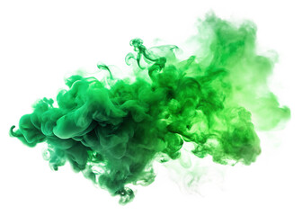 green fire smoke isolated on white background, PNG