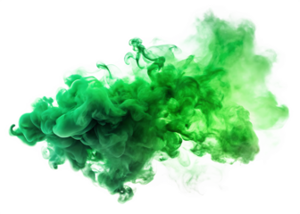 green fire smoke isolated on white background, PNG