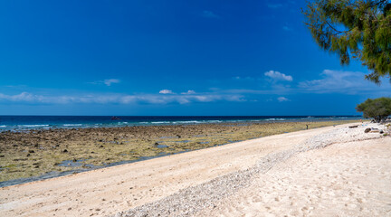 Gili Trawangan beach with crystal clear water on a sunny day