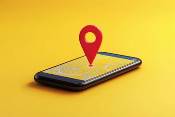 Smartphone location pointer app concept on white background