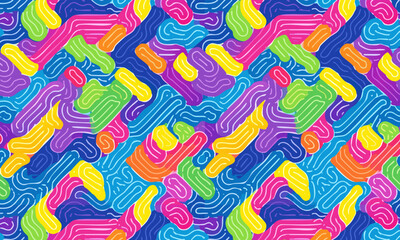 Multicolored Groovy Lines and Blobs Design