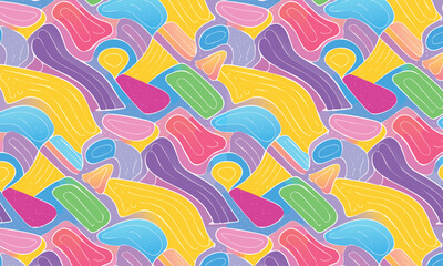 Colorful Geometric Memphis Style Seamless Background